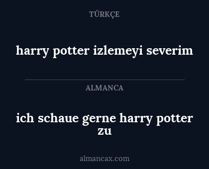 harry potter izlemeyi severim - ich schaue gerne harry potter zu