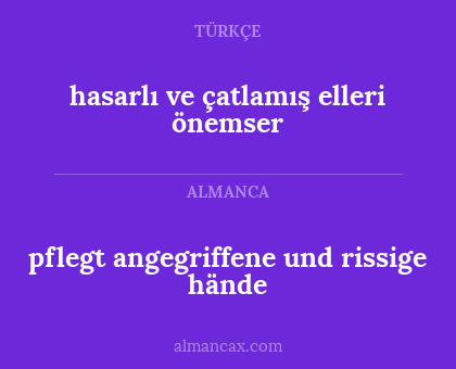 pflegt angegriffene und rissige hände - hasarlı ve çatlamış elleri önemser