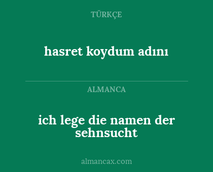 hasret koydum adını - ich lege die namen der sehnsucht