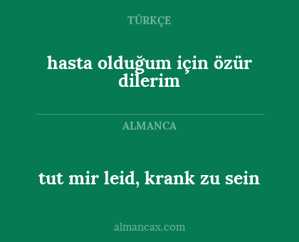 hasta olduğum için özür dilerim - tut mir leid, krank zu sein