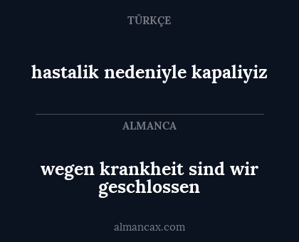 wegen krankheit sind wir geschlossen - hastalik nedeniyle kapaliyiz