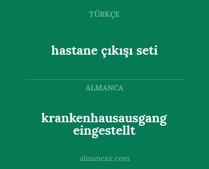 hastane çıkışı seti - krankenhausausgang eingestellt
