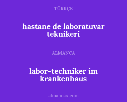 hastane de laboratuvar teknikeri - labor-techniker im krankenhaus