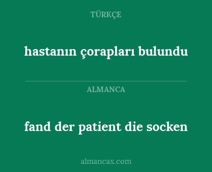 fand der patient die socken - hastanın çorapları bulundu
