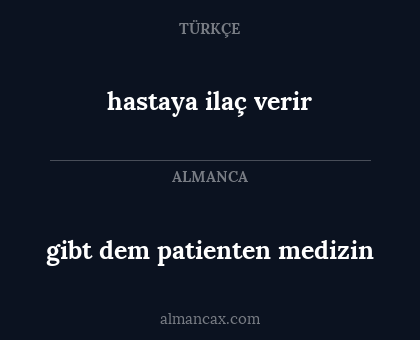 gibt dem patienten medizin - hastaya ilaç verir