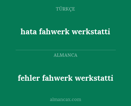 fehler fahwerk werkstatti - hata fahwerk werkstatti