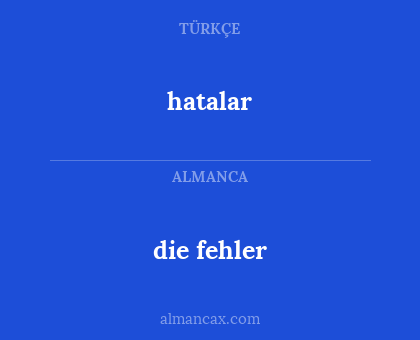 hatalar - die fehler