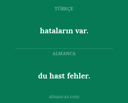 du hast fehler. - hataların var.