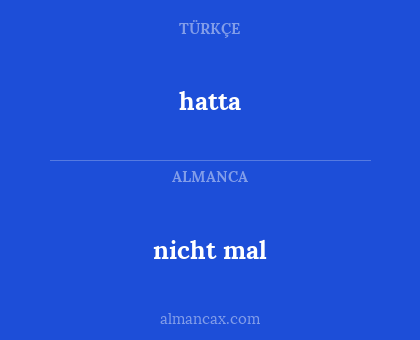 hatta - nicht mal