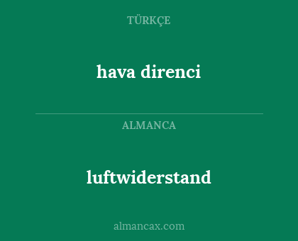 hava direnci - luftwiderstand