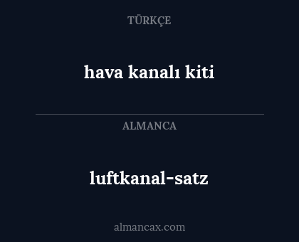 hava kanalı kiti - luftkanal-satz
