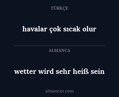 havalar çok sıcak olur - wetter wird sehr heiß sein