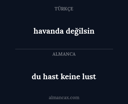 havanda değilsin - du hast keine lust