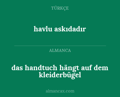 havlu askıdadır - das handtuch hängt auf dem kleiderbügel