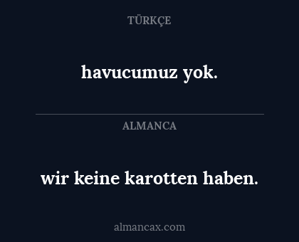 wir keine karotten haben. - havucumuz yok.