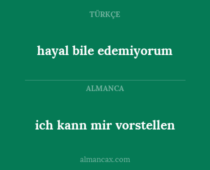 hayal bile edemiyorum - ich kann mir vorstellen