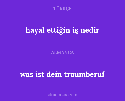 was ist dein traumberuf - hayal ettiğin iş nedir