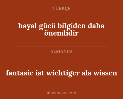fantasie ist wichtiger als wissen - hayal gücü bilgiden daha önemlidir