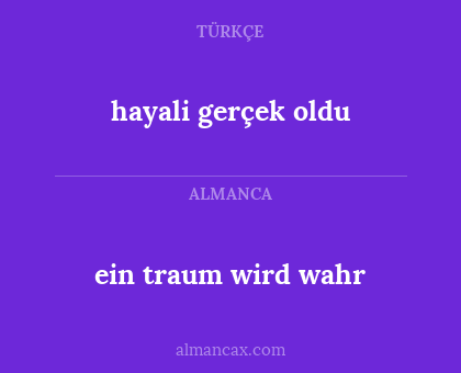 hayali gerçek oldu - ein traum wird wahr