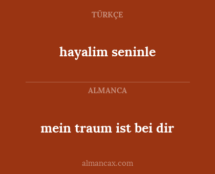 mein traum ist bei dir - hayalim seninle