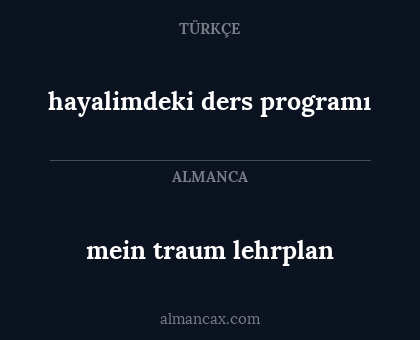 hayalimdeki ders programı - mein traum lehrplan
