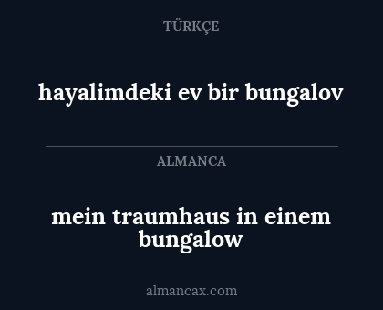 mein traumhaus in einem bungalow - hayalimdeki ev bir bungalov