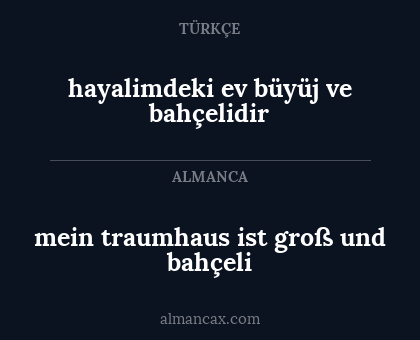 mein traumhaus ist groß und bahçeli - hayalimdeki ev büyüj ve bahçelidir