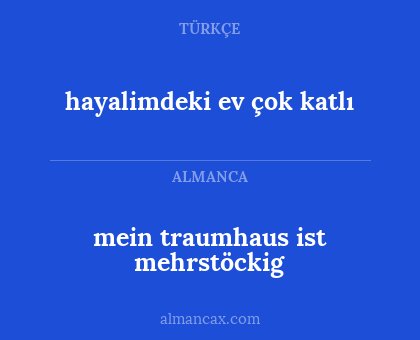 mein traumhaus ist mehrstöckig - hayalimdeki ev çok katlı