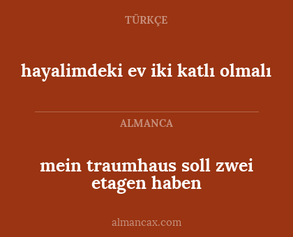 mein traumhaus soll zwei etagen haben - hayalimdeki ev iki katlı olmalı