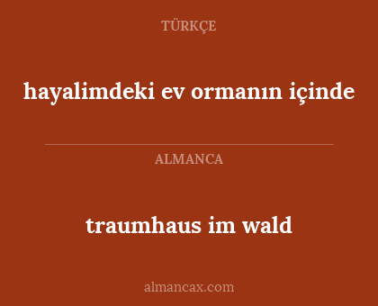 hayalimdeki ev ormanın içinde - traumhaus im wald