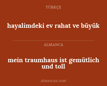 mein traumhaus ist gemütlich und toll - hayalimdeki ev rahat ve büyük