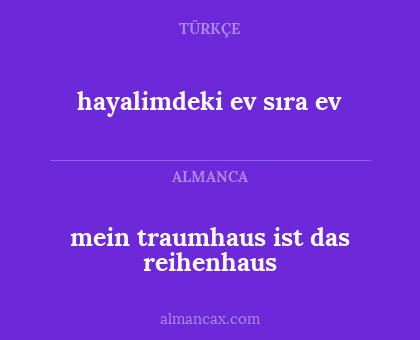 hayalimdeki ev sıra ev - mein traumhaus ist das reihenhaus
