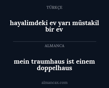 mein traumhaus ist einem doppelhaus - hayalimdeki ev yarı müstakil bir ev