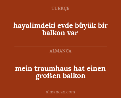 mein traumhaus hat einen großen balkon - hayalimdeki evde büyük bir balkon var