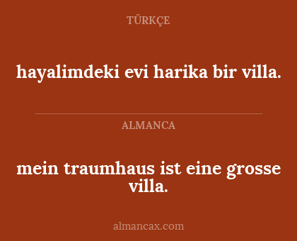 mein traumhaus ist eine grosse villa. - hayalimdeki evi harika bir villa.