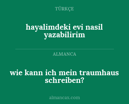 wie kann ich mein traumhaus schreiben? - hayalimdeki evi nasil yazabilirim