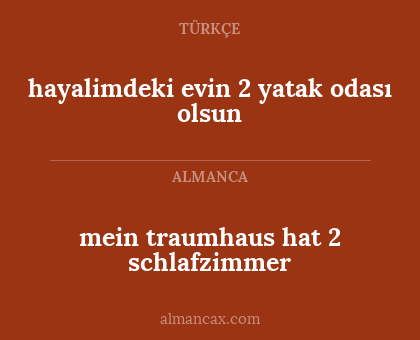 mein traumhaus hat 2 schlafzimmer - hayalimdeki evin 2 yatak odası olsun