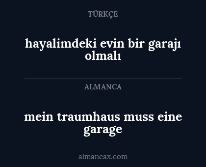 mein traumhaus muss eine garage - hayalimdeki evin bir garajı olmalı