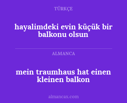 hayalimdeki evin küçük bir balkonu olsun - mein traumhaus hat einen kleinen balkon
