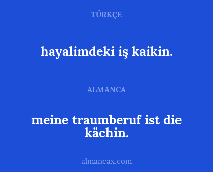 hayalimdeki iş kaikin. - meine traumberuf ist die kächin.