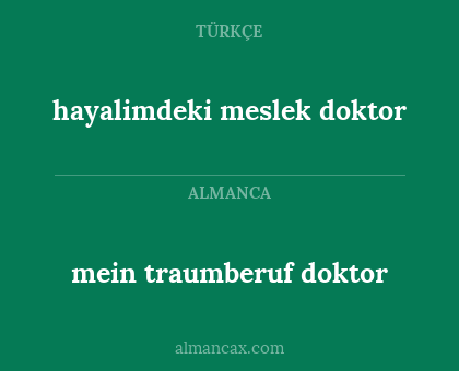 hayalimdeki meslek doktor - mein traumberuf doktor