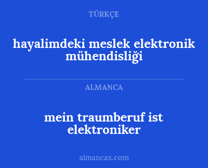 hayalimdeki meslek elektronik mühendisliği - mein traumberuf ist elektroniker