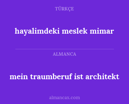 mein traumberuf ist architekt - hayalimdeki meslek mimar