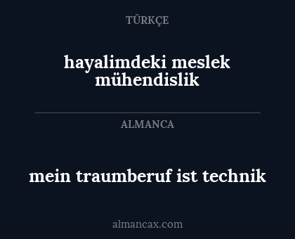 hayalimdeki meslek mühendislik - mein traumberuf ist technik
