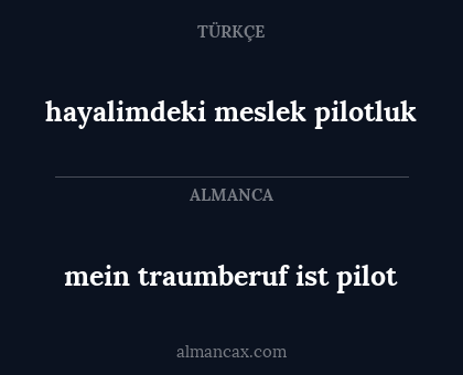 hayalimdeki meslek pilotluk - mein traumberuf ist pilot