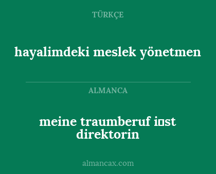 hayalimdeki meslek yönetmen - meine traumberuf i̇st direktorin