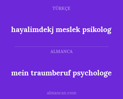 mein traumberuf psychologe - hayalimdekj meslek psikolog
