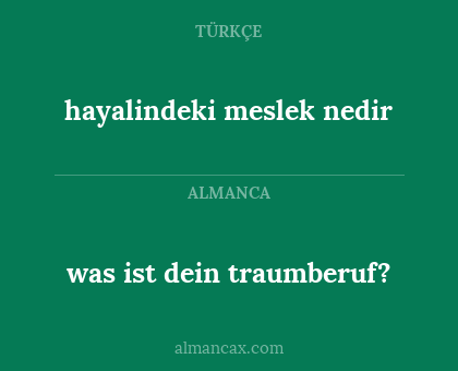 hayalindeki meslek nedir - was ist dein traumberuf?