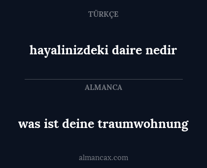 was ist deine traumwohnung - hayalinizdeki daire nedir
