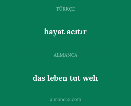hayat acıtır - das leben tut weh